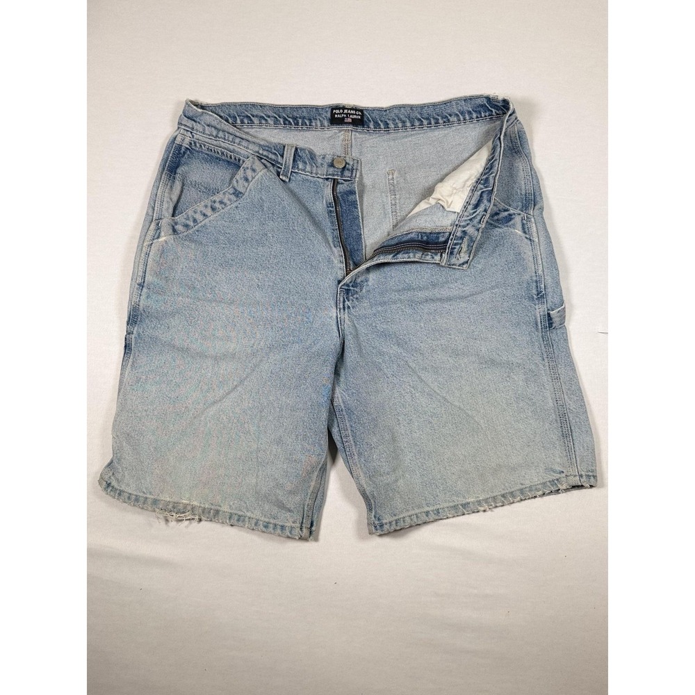 Polo Jeans Co Ralph Lauren Shorts Mens 36 Blue Denim Carpenter Cargo Workwear